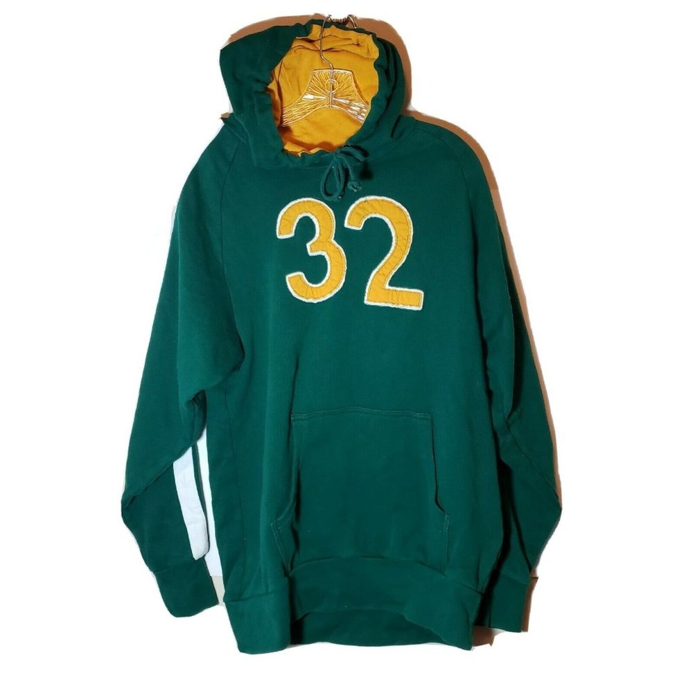 Vintage Route 66 Sweatshirt Hoodie Large #32 Green/Yellow/White Pullover